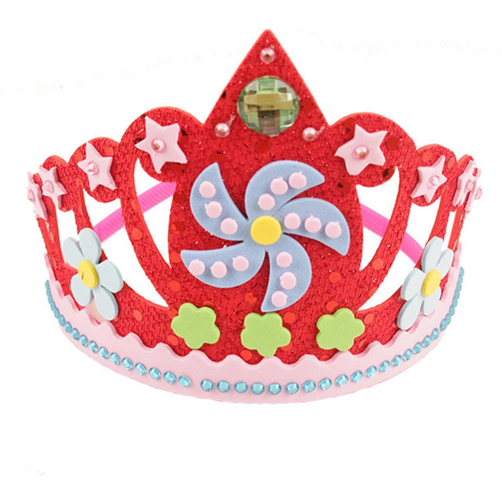 Дети корона Сделай Сам игрушка цветы Звезды EVA пена бумага корона с блестками ручной работы ремесло игрушка Вечеринка день рождения шляпа для детей подарок