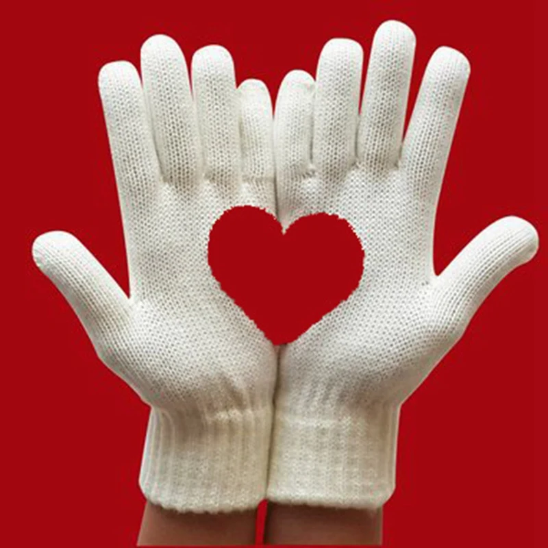 Зимние теплые кашемировые перчатки, толстые шерстяные вязаные женские модные Рождественские перчатки для влюбленных