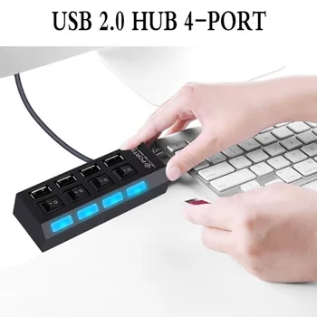 

USB 2.0 HUB Multi USB Splitter 4 Ports Expander Multiple USB Power Adapter High Speed Data Transfer Hub With Switch For PC