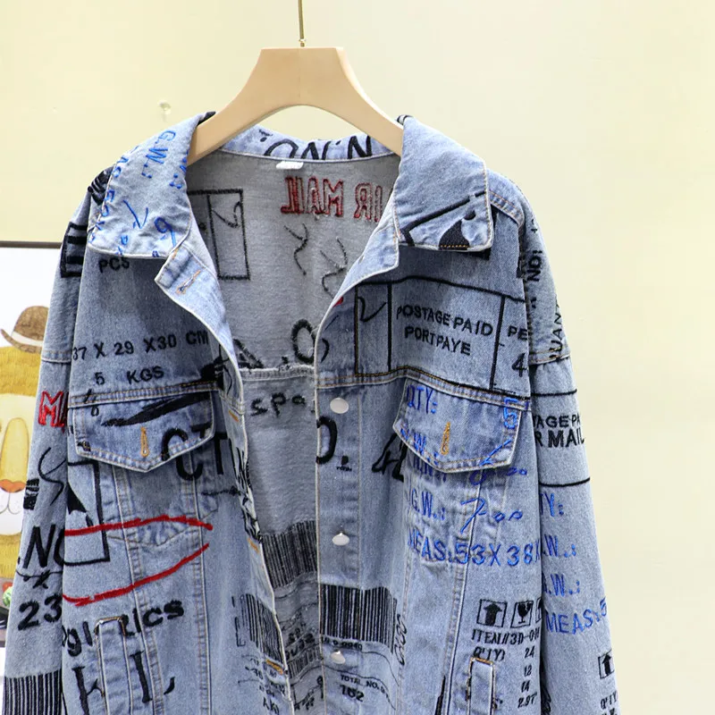 Harajuku Blue Denim Jacket Female 