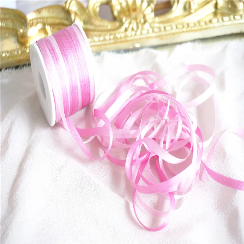

4mmx10m/roll variegated of 100% pure silk embroidery ribbon thin taffeta silk edge ribbon Anya Ribbon Handcraft DIY ribbon