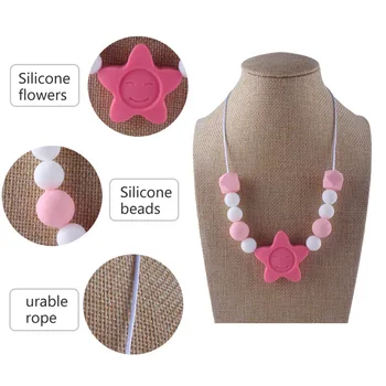 

XCQGH Newborn Baby Teether Necklace Molar Food Grade Safety Sunflower Silicone Beaded Necklace Toy Mom Necklace