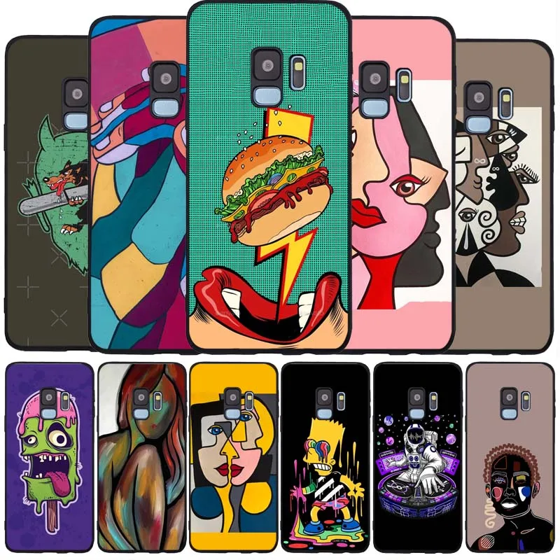 Graffiti black Soft phone Case For Samsung S20 S10 S9 S8 S7 edge Plus Lite Note 8 9 10 A6 A7 A8 A9 2018 Cover | Мобильные телефоны