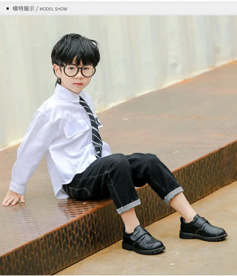 Autumn New Boys Genuine Leather Shoes Black Kids School Shoes British Style Children's Performance Shoes Student Party Shoes girls leather shoes