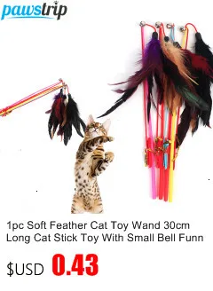 pet toys best of sale 10Pcs/lot Interactive Pet Cat Toys Soft Rabbit Fur Cat Teaser Colorful Feather Cat Stick Toy flippy fish cat toy