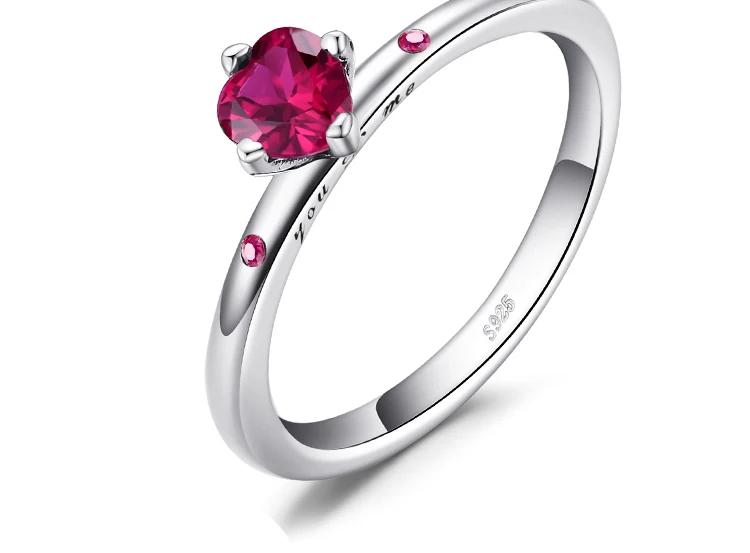 Jewelrypalace стерлингового серебра 925 искреннюю любовь Алые СОЗДАН Ruby Solitare кольцо Обручение кольцо Для женщин Jewelry подарки для нее