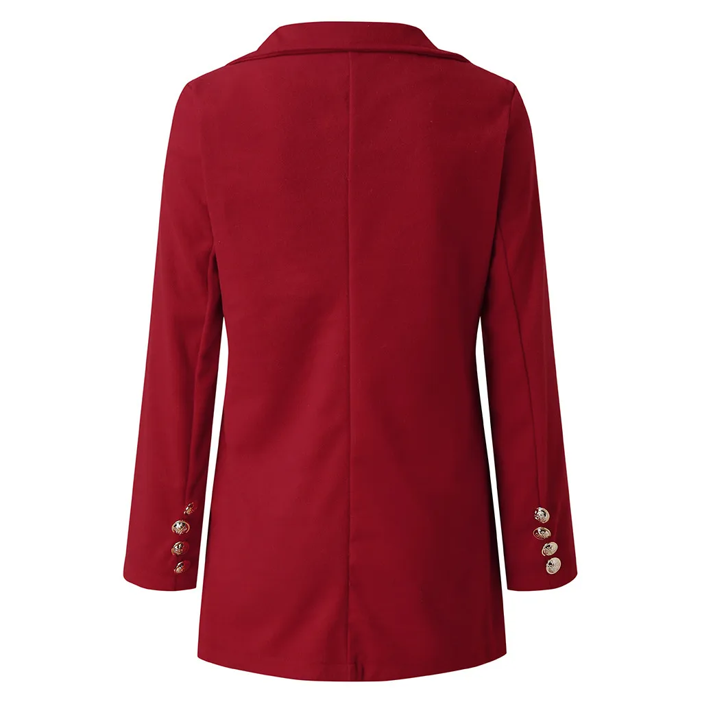 Новая женская верхняя одежда, осенняя зимняя одежда, Модное теплое Шерстяное приталенное женское элегантное двубортное шерстяное пальто#3