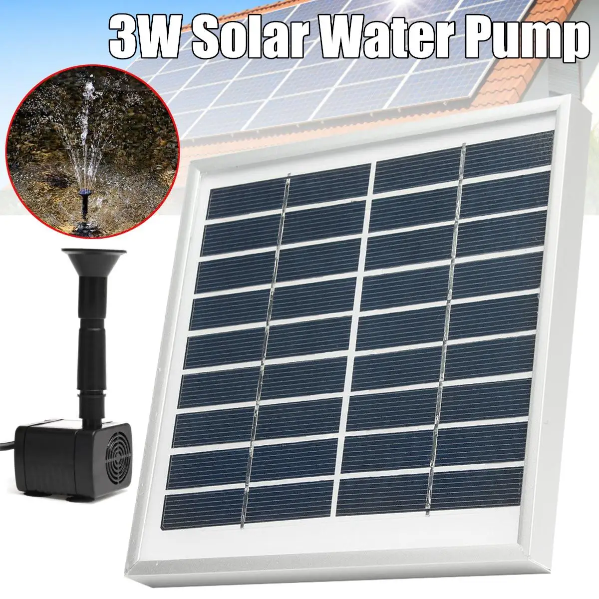 3W Солнечный ed фонтан погружной водяной насос пруд комплект панели сада