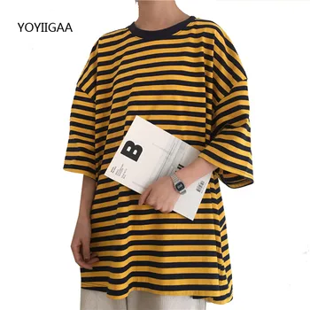 

Vintage Women Stripped T Shirt Summer Short Sleeve Female Tshirt Harajuku Oversized Ladies T-shirt Basic Tops Streetwear Tshirts