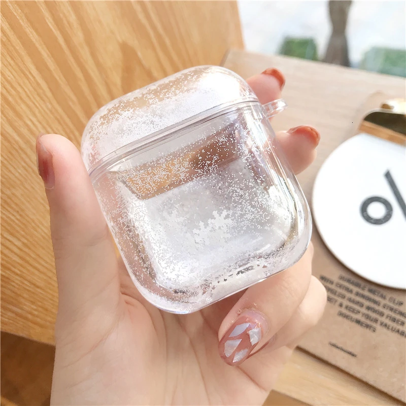 Для Airpods 2 Блестящий жидкий зыбучий песок чехол для прозрачный беспроводной Bluetooth