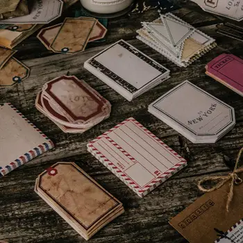 

50pcs Vintage Old Thing Label Vintage Writable Paper Stickers Decoration DIY Album Diary Scrapbooking Label Stationery Stickers