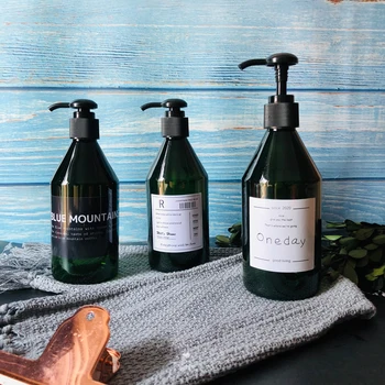 

300 ml Bath Shampoo Storage Green Bottle Scandinavian Chic Liquid Lotion Bottle Travel Storage Bottle Organizer Decor