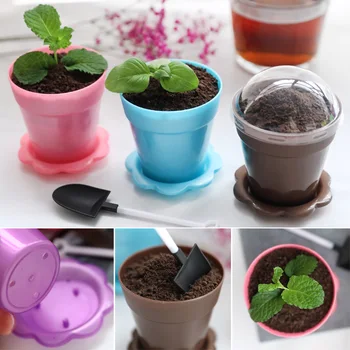 

50SET Pot cake cup ice cream pot chaff cup mousse yogurt pot cup with lid and spoon Free Shipping