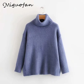 

Miguofan turtleneck jumpers vintage thick pullovers solid sweaters autumn winter sweaters long sleeve causal female sweaters top