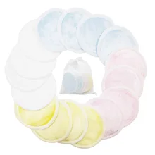 Из бамбукового волокна Органический Хлопок Моющиеся Многоразовые накладки для уборки из микрофибры для снятия макияжа средства для снятия макияжа