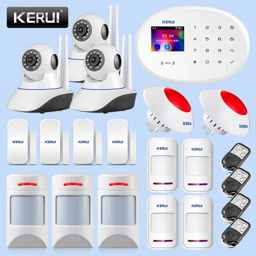 Kit 7 KERUI переключаемая языковая Wi-Fi сигнализация W20 беспроводное приложение для домашней безопасности дистанционное управление 2,4 дюймов экран сигнализация комплект фитингов - Цвет: Kit 7