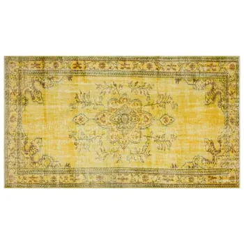 

Handmade Yellow Vintage Overdyed Turkish Area Rug 156x275 Cm-5'1''X9'0''