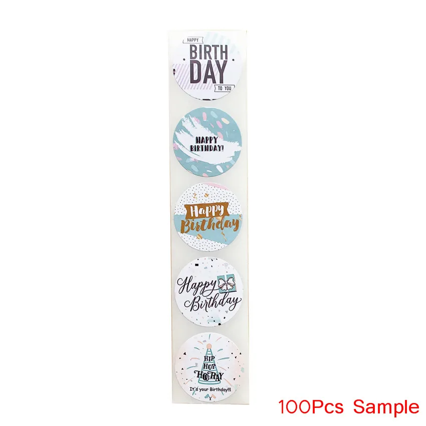 Cute Happy Birthday Stickers Birthday Gift Decoration Tag Sealing Label Kids toys Gift Package Scrapbooking Stickers 100-500pcs