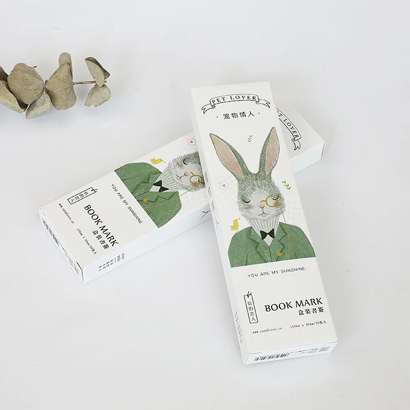 

30pcs The Pet Lover bookmarks set Lovely animal book marker paper memo Greeting post card Stationery Office School F777
