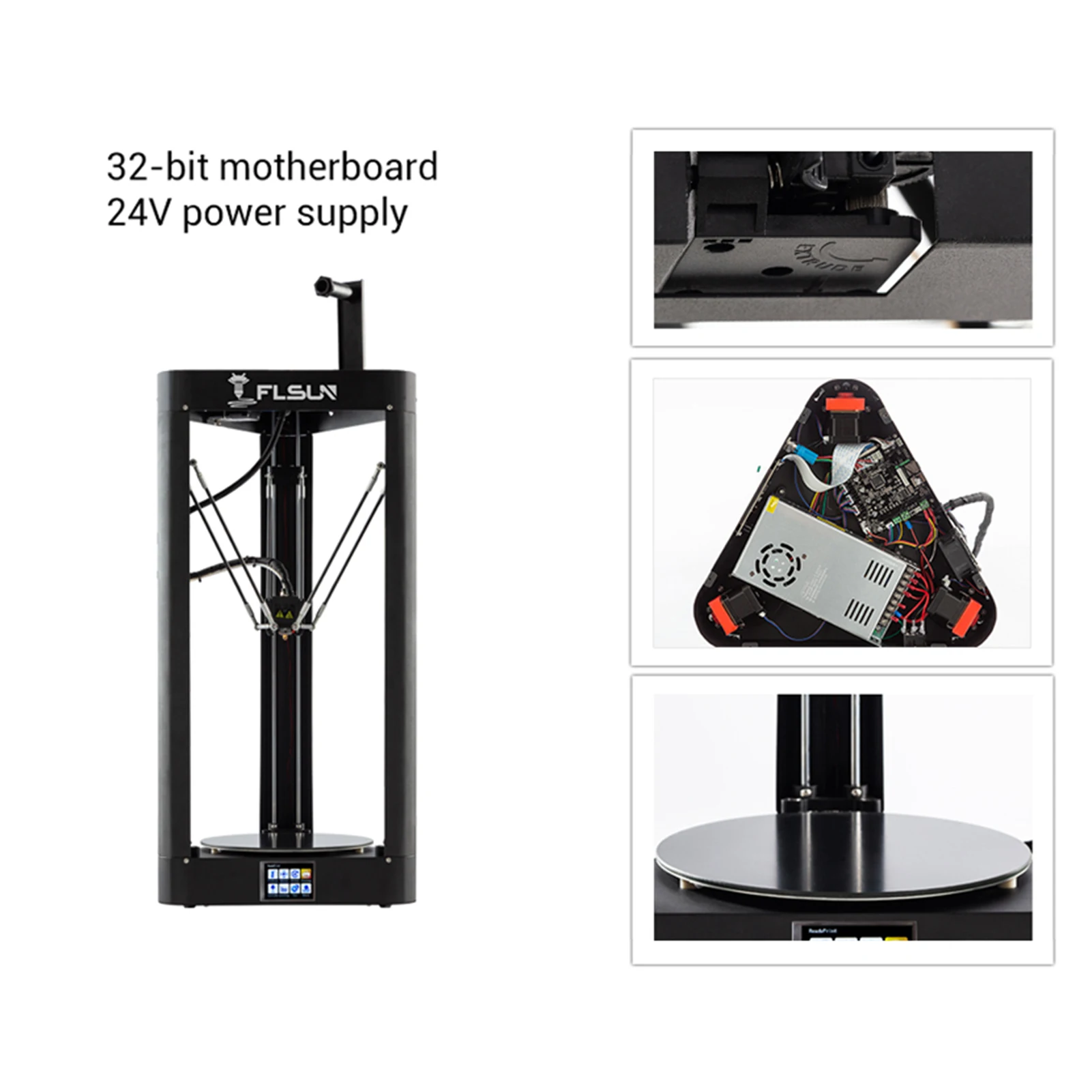 FLSUN QQ-S-Pro Delta 3D Printer Φ255*360mm Auto Leveling Quiet Print Lattice Glass Platform WiFi Remote Control Resume Printing