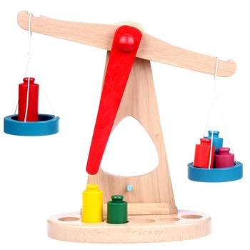 

KidsSmall Balance Scale Toy Wooden Education Toy With 6 Weights Maths Enlightenment Toy Children Baby Birthday Gift Dropshipping