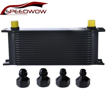 

SPEEDWOW 16Row Aluminum Radiator Kit 10AN Stacked Plate Engine Oil Cooler Transmission Power Steering Radiator Universal
