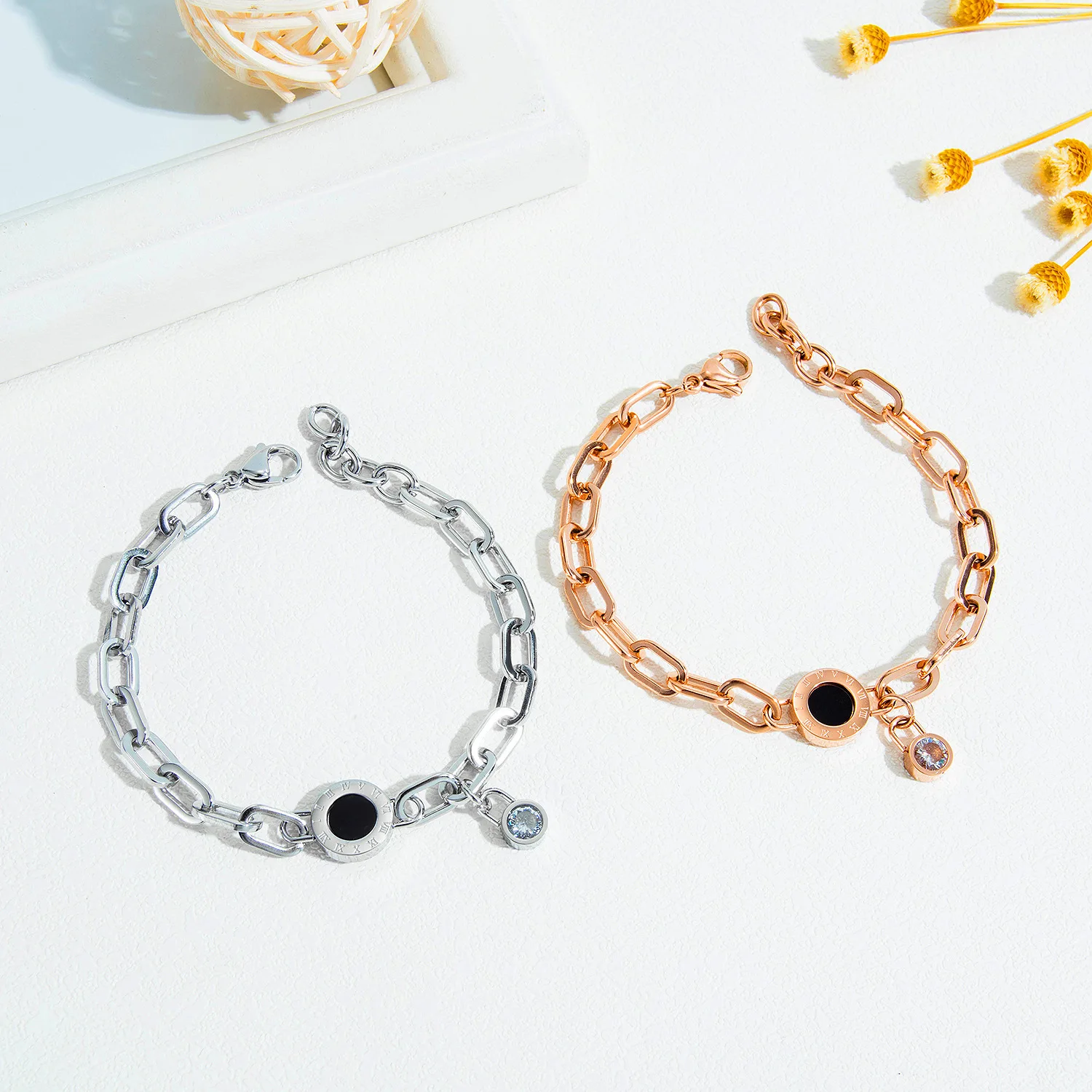 Bracelet Jewelry Stainless Steel Roman Numerals Black Shell For Women
