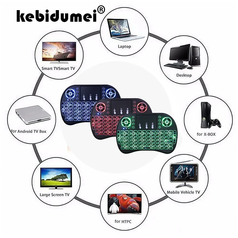 

i8 mini keyboard 3 color backlit i8+ lithium battery backlight Air Mouse Remote Control Touchpad Handheld for TV BOX Laptop