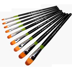 Ensemble de pinceaux à peinture filert, Kits de peinture professionnels avec pointes en Nylon synthétiques pour peinture à l'huile acrylique, à l'aquarelle et à la Gouache, 9 pièces 