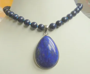 

New 8mm Natural Egyptians Lapiss Lazulis 28x36mm pendant Necklace 18"A