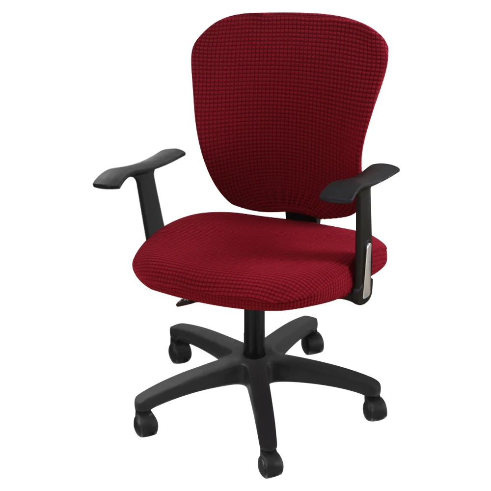 Офисные эластичные чехлы для стульев из спандекса, противогрязные Чехлы для компьютерного кресла, сменные Чехлы для офисных стульев - Цвет: wine red