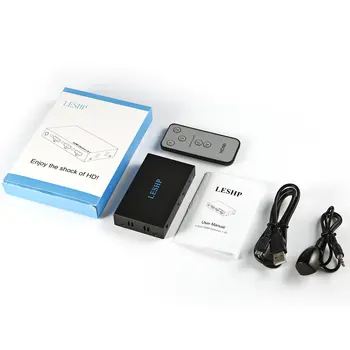 

LESHP Plug and Play Low Power Consumption 3 Channel 4K HDMI Switcher 3 in 1 Three Port 1.4V Splitter Box Hub