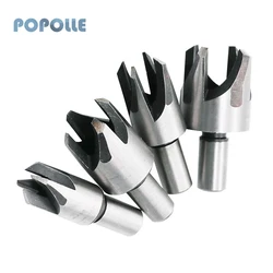 Juego de brocas de corcho de mango redondo, herramientas de carpintería, tipo garra de acero al carbono, cuchillo de enchufe redondo de madera de 5/8, 1/2, 3/8 y 1/4 pulgadas, 4 unids/set