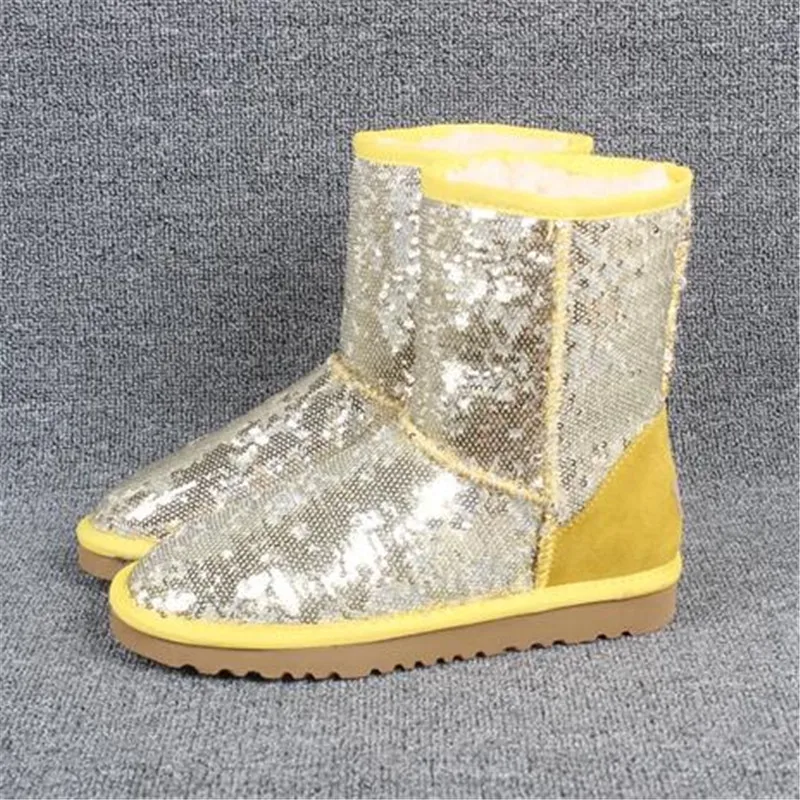 Г. Обувь женские зимние ботинки женская обувь zapato mujer ботильоны из натуральной кожи модные австралийские непромокаемые Металлические модные ботинки