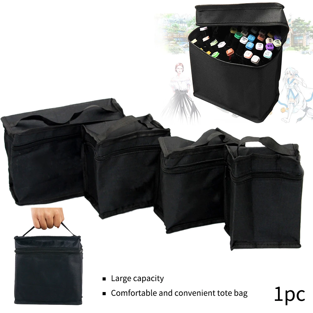 Multi Sizes Black Bag Office With Handle Large Capacity Portable Stationery Practical Home Mark Pen Holder Storage Organizer
