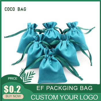 

7x10cm 2.8x3.9in Custom Jewelry Packaging Bags Drawstring Satin Bag Storage Small Case Lipstick Eyelashes Products Packet Pouch