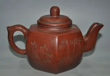 

wedding decoration Marked Old China Yixing Zisha pottery Carving orchid bamboo Teapot pot Tea Maker