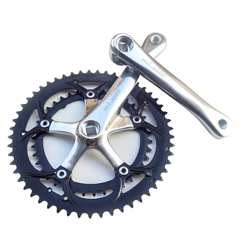 mi.Xim Bike Crankset 39-53T 6-10 Speed Double Chainring 130BCD 165mm Crankarms Cycle Fixed Gear Left Right Crankarms Cassettes