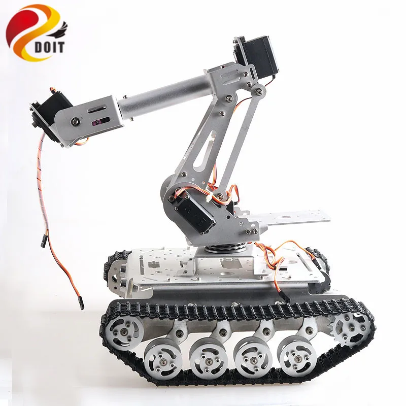 

SZDOIT 6 Axis Large Robotic Arm TS100 Tank Chassis Metal 6 DOF Robot Platform with High Torque Servos Motors DIY Education
