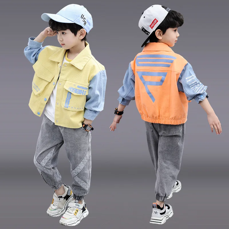 

22406 BOY'S Playful Short Tops 2020 Spring And Autumn Big Boy Handsome New Style Class Jeans Coat Jacket Fashion