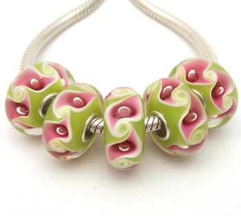 

JGWG878 5X 100% Authenticity S925 Sterling Silver Beads Murano Glass beads Fit European Charms Bracelet diy jewelry Lampwork