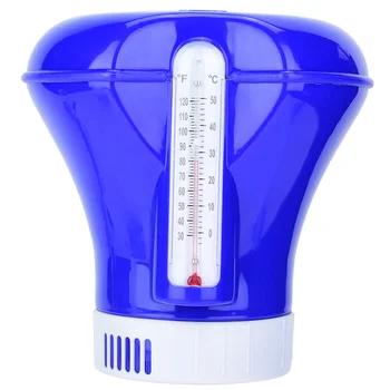 

8 Inch Swimming Pool Floating Chemical Chlorine Tablet Dispenser Feeder Applicator with Thermometer Spa Hot Tub Supplies