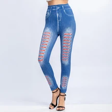 Sfit, женские леггинсы, в полоску, с принтом, леггинсы, имитация джинсовой ткани, тонкие, для фитнеса, эластичные, бесшовные, леггинсы с высокой талией, с принтом