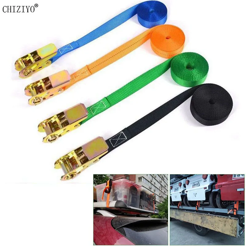5m Tensioning Belts Adjustable Cargo Straps for Car Truck Boat Ratchet Tie-Down Belt for Luggage Bag Goods Bind Belts