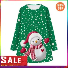 Рождественское платье с длинными рукавами и 3D принтом для девочек-подростков