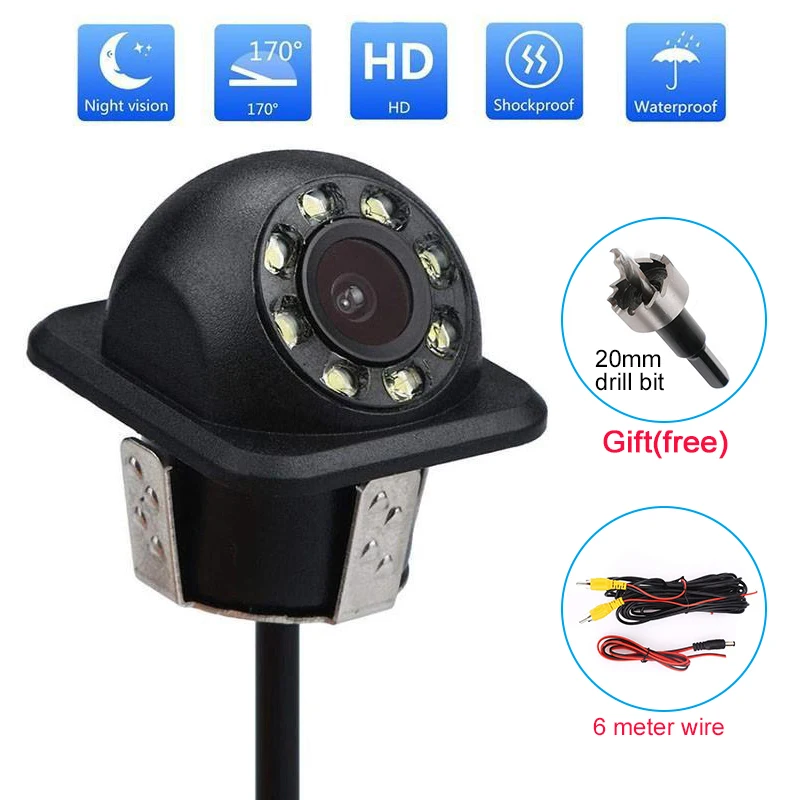 

HD Night Vision Rear View Camera Set For Car Reverse Camera With LED Lights 170 Degree Wide Angle Auto Monitor With 6 Meter Wire