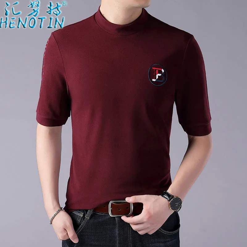 

Sink Knut Genuine Product New Style Autumn Half-sleeve Shirt MEN'S T-shirt Half-Turtle-Neck Korean-style Base Shirt Slim Fit Top