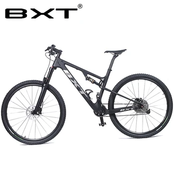 BXT горный подвесной велосипед 29er Полный углерод, Сверхлегкий 1*11 скоростей дисковые тормоза 29in подвеска велосипедная Рама полный MTB велосипе...