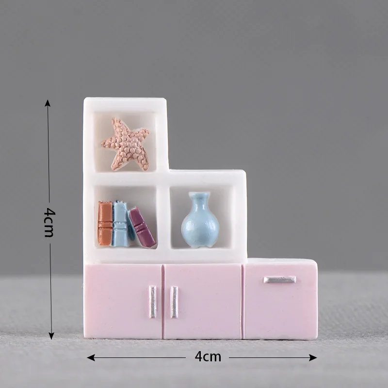 BAIUFOR миниатюрные, кукольные дома Декор, мебель модельная софа ТВ шкаф книжный лампы стулья украшения для террариума фигурки - Цвет: bookcase