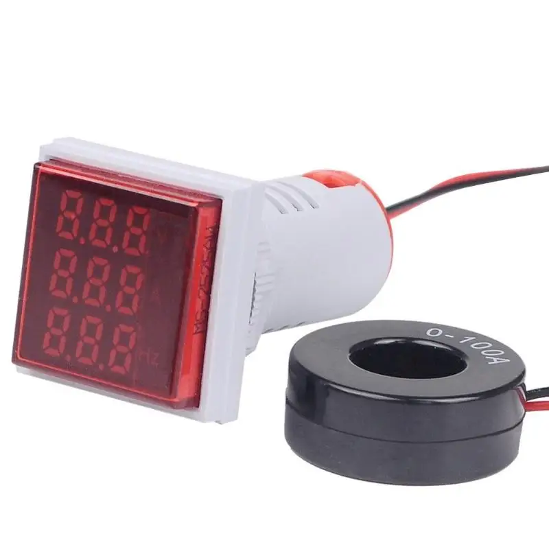 

Square LED Digital Voltmeter Ammeter Voltage Current Frequency Hertz Tester Meter Signal Lights Voltage Meter Indicator Tester